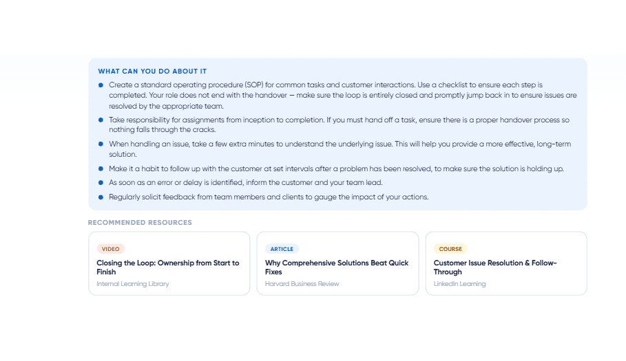 Personal feedback report: what to do about it